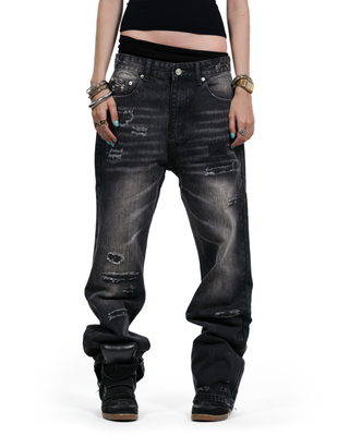 Rust Black Cut Bootcut Jeans