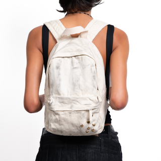 Rivets Backpack - White Hand Finished